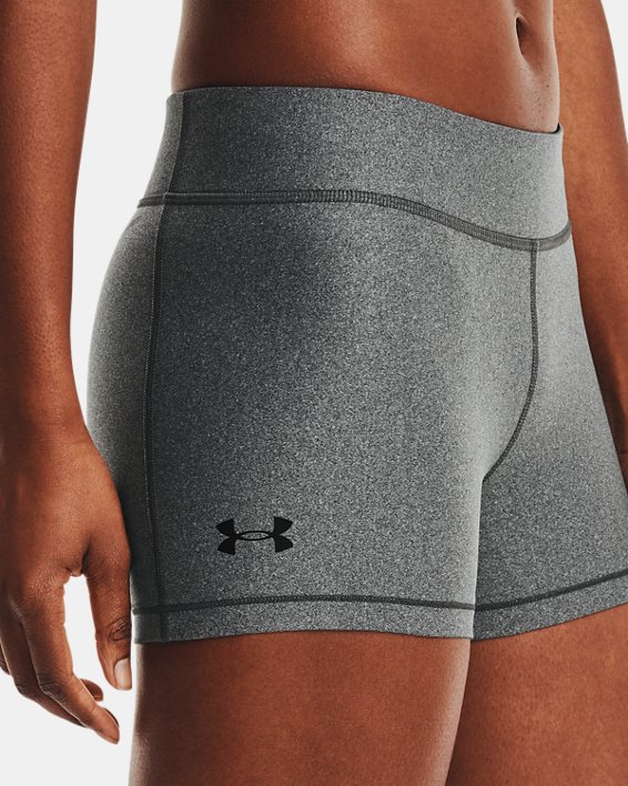 Damen HeatGear® Armour Shorts mit mittelhohem Bund, Gray, pdpMainDesktop image number 3